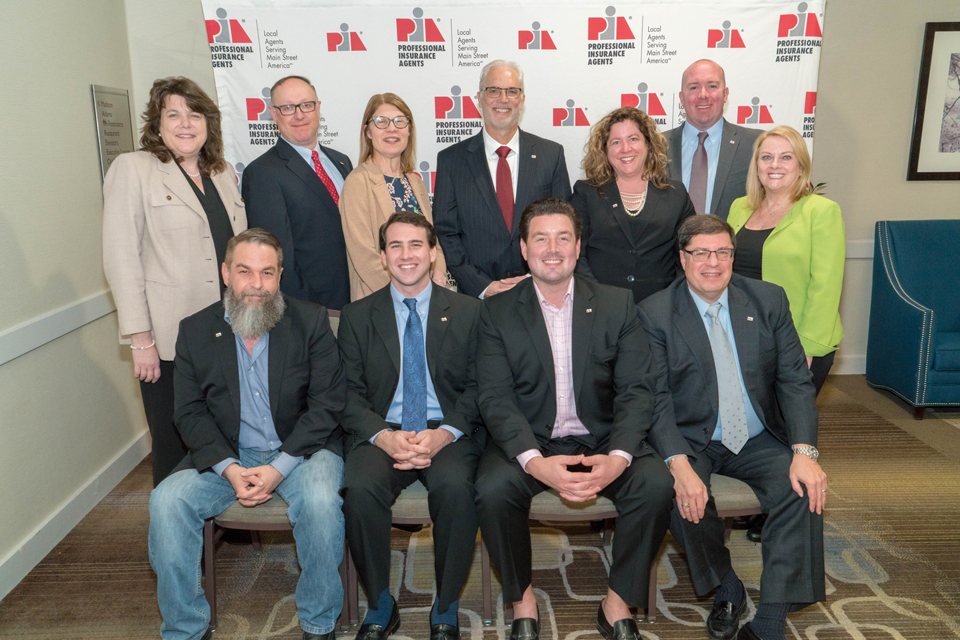 L-R: PIANJ Legislative Representative Carol Katz; PIANJ past President William R. Vowteras, CPIA; PIANJ President-elect Lloyd "Rip" Bush, CPIA; PIANJ Director Connie Mahoney; PIANJ-YIP Vice President Logan True; PIANJ Vice President Steven C. Radespiel; PIANJ-YIP President Aaron Levine; PIANJ President Kacy Campion Renna, CIC; PIANJ Vice President Bruce Blum; PIANJ Secretary Thomas Wilkens; and PIANJ Director Lydia Bashwiner Esq., CWCP, NJWCP.